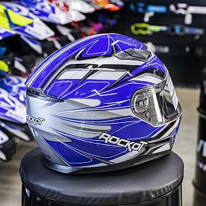 Шлем интеграл с очками ROCKOT RM-133 Impulse (син/сер глянц, XL)