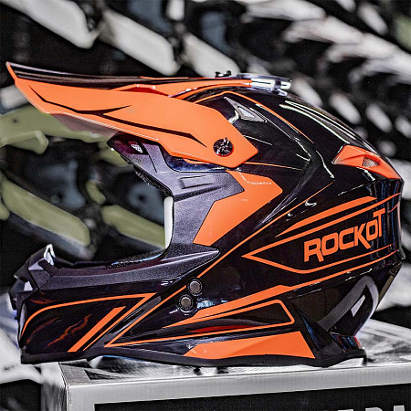 Шлем кроссовый ROCKOT RM-217 Kinetic GL (черн/оранж глянц, XXL)